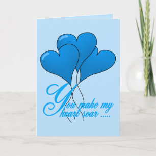 You Make My Heart Soar Blue Text And Motifs Card