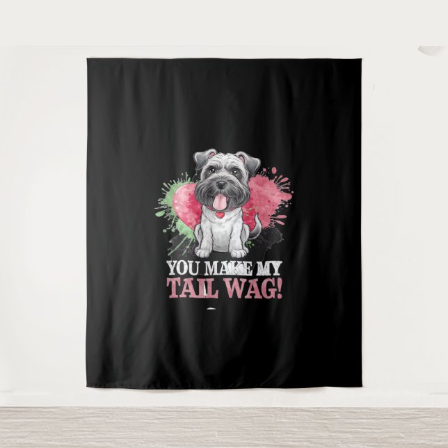 YOU MAKE MY TAIL WAG Dog Tapestry (Front)