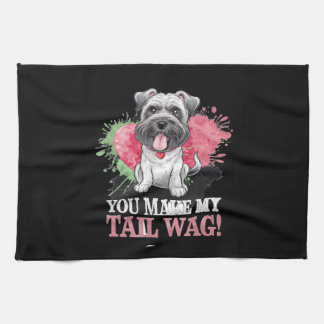 YOU MAKE MY TAIL WAG Dog Tea Towel