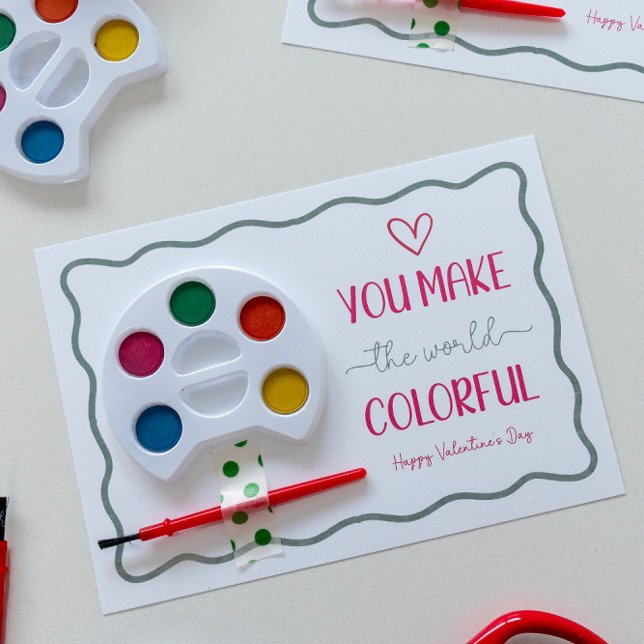 You Make the World Colourful Valentine Kid School Holiday Card (Creator Uploaded)