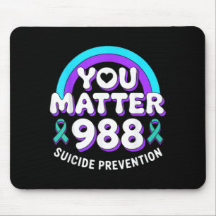You Matter 988 Prevention Awareness Rainbow Ribbon Mouse Pad
