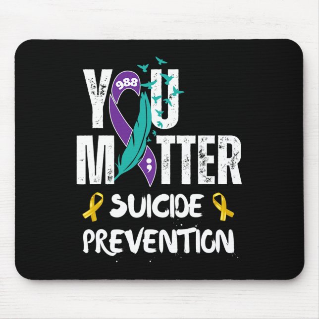 You Matter 988 Suicide Prevention Awareness Ribbon Mouse Pad (Front)