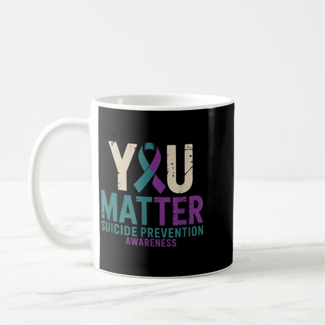 You Matter Prevention Awareness Ribbon Artwork Coffee Mug (Left)