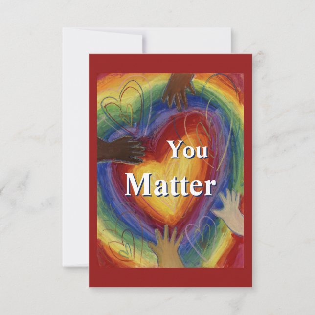 You Matter Rainbow Hearts Note Cards (Front)