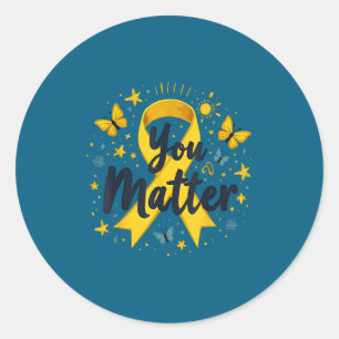 You Matther Suicide Prevention Awareness Yellow Ri Classic Round Sticker