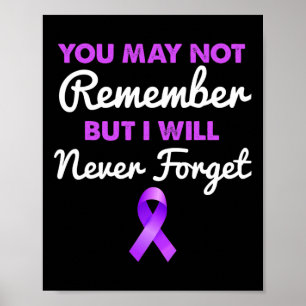 You May Not Remember I Will Never Forget Alzheimer Poster