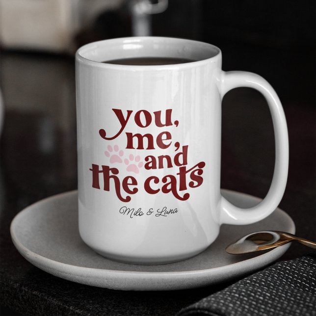 You Me and the Cats Couple Minimalist Coffee Mug (Creator Uploaded)