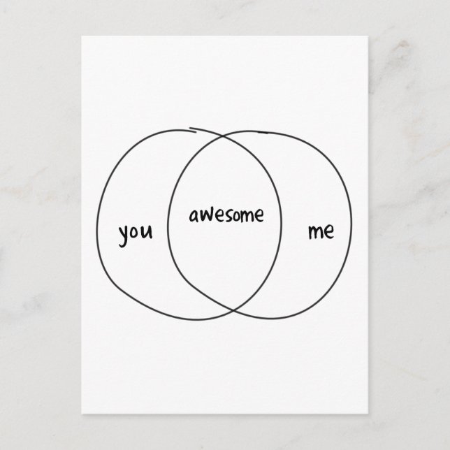 You Me Awesome Venn Diagram Postcard (Front)