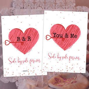 You & Me Cute Stylish Red Heart Valentines Day Holiday Card