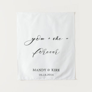 you & me = forever Wedding Backdrop Banner Tapestry