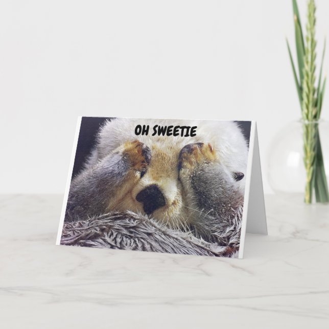 *YOU & ME* MISTLETOE SEE WHAT HAPPENS! SILLY OTTER HOLIDAY CARD (Front)