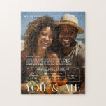 You & Me | Personalised Couples Photo Jigsaw Puzzle<br><div class="desc">This wedding stats puzzle is styled to look like a stylish magazine cover. Featuring trendy, modern typography overlay and your favourite photo. A perfect keepsake for very special day. Use the design tools to choose any background colour, add photos, change text fonts and colours to create your own one-of-a-kind keepsake....</div>