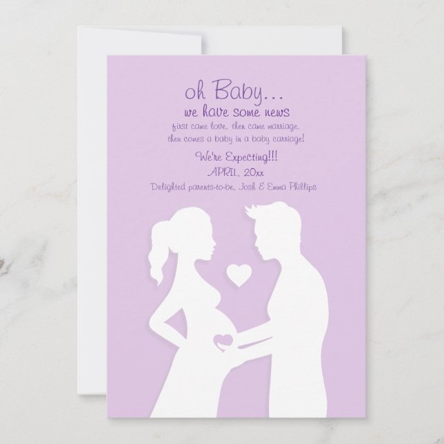 You + Me = Three Pregnancy announcement (Front)