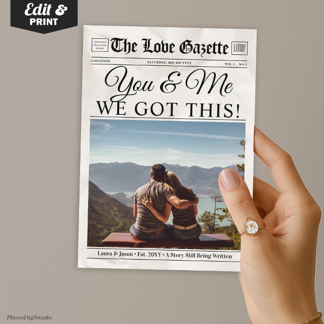 You & Me We Got This, Personalized Love Newspaper Holiday Card (You & Me We Got This, Personalized Love Newspaper Holiday Card)