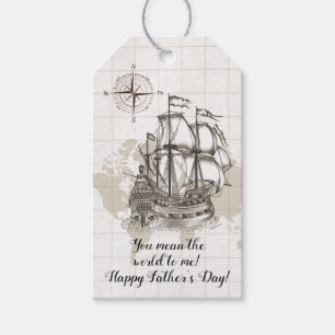 You Mean the World to Me Nautical Father's Day Gift Tags