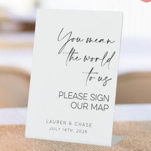 You Mean The World To Use Wedding Map Guestbook  Pedestal Sign