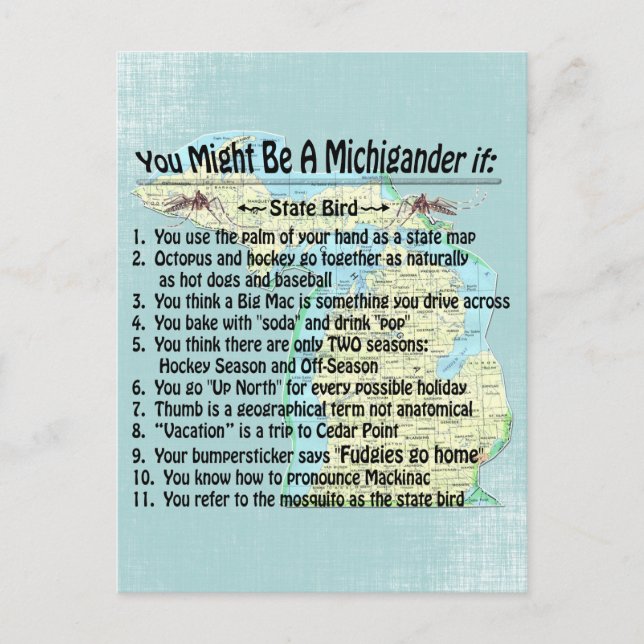 You Might Be A Michigander If: Postcard (Front)