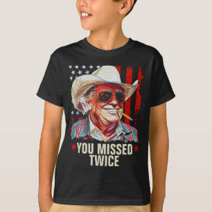 You Missed Twice Western Trump Cowboy Trump 2024 T-Shirt