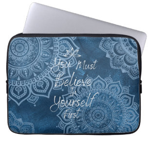 You must believe in yourself   Mandala   Dark blue Laptop Sleeve