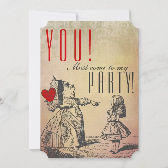 YOU! Must come to my PARTY! (Red Queen & Alice) Invitation (Front)