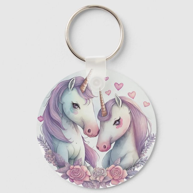You, My Love, Are a True Unicorn Round Pillow Key Ring (Front)