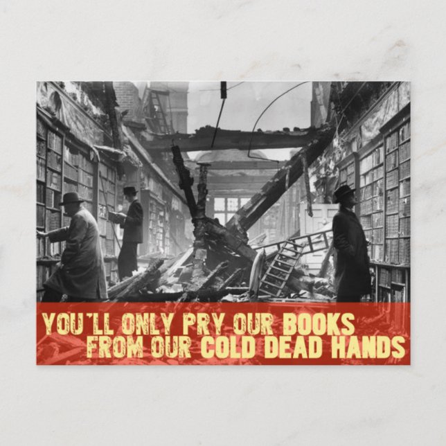 You never take our books postcard (Front)