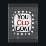 You Old Goat Postcard<br><div class="desc">"You Old Goat" is a fun text design with a white accent shape surrounded by white whimsical textured dots.</div>