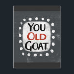 You Old Goat Postcard<br><div class="desc">"You Old Goat" is a fun text design with a white accent shape surrounded by white whimsical textured dots.</div>