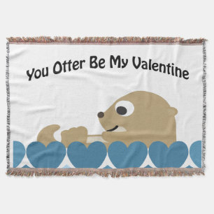 You Otter Be My Valentine with Hearts Throw Blanket