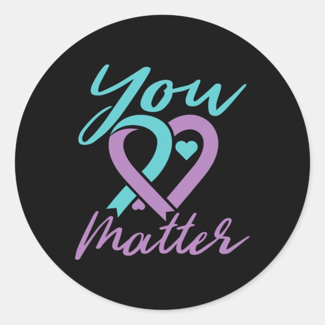 You Problem Suicide Prevention Awareness Teal Purp Classic Round Sticker (Front)