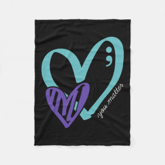 You Problem Suicide Prevention Awareness Teal Purp Fleece Blanket