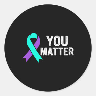 You Problem Suicide Prevention Teal Purple Awarene Classic Round Sticker