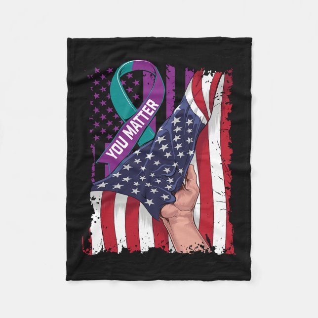 You Problem Teal And Purple Ribbon Suicide Awarene Fleece Blanket (Front)