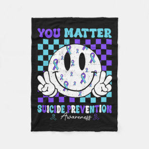 You Problem Teal Purple Ribbon Suicide Prevention  Fleece Blanket