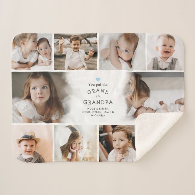 You Put The Grand In Grandpa 10-Photo Sherpa Blanket (Front (Horizontal))