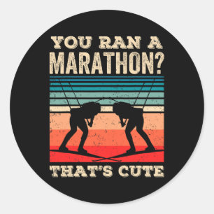 You Ran A Marathon That's Cute Biathlete Sports Bi Classic Round Sticker