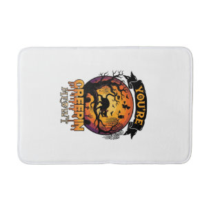 You Re Creepin Meowt Halloween Black Cat Full Moon Bath Mat