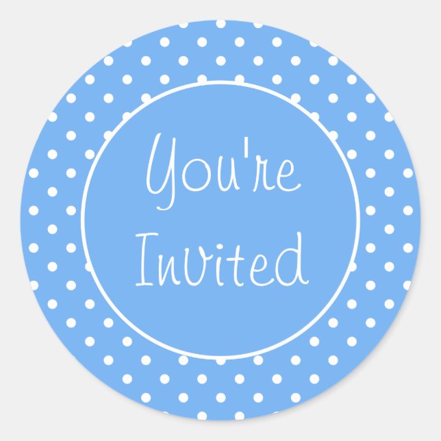 You’re Invited Pale Blue Polka Dot Envelope Seal (Front)