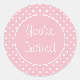 You’re Invited Pale Pink Polka Dot Envelope Seal
