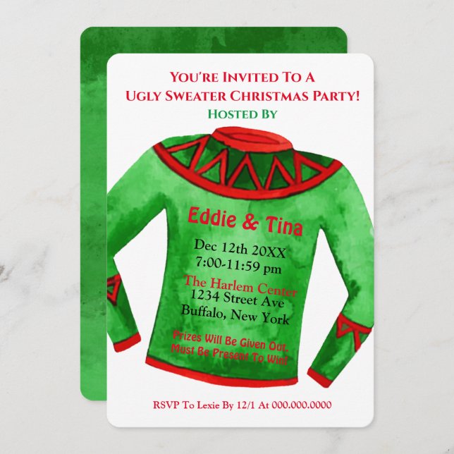 You’re Invited To a Ugly Sweater Christmas Party Invitation (Front/Back)