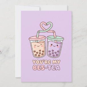You’re My Bes-Tea - Cute Bubble Tea Valentine  Holiday Card