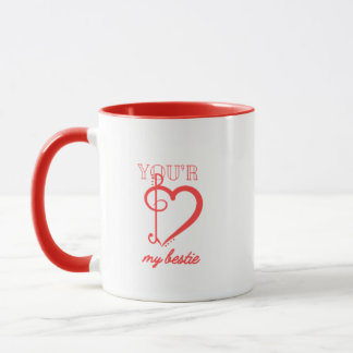 “You’re My Bestie” Red & White Friendship Mug