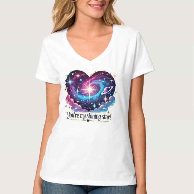 You’re My Shining Star Cosmic Heart Design T-Shirt (Front)