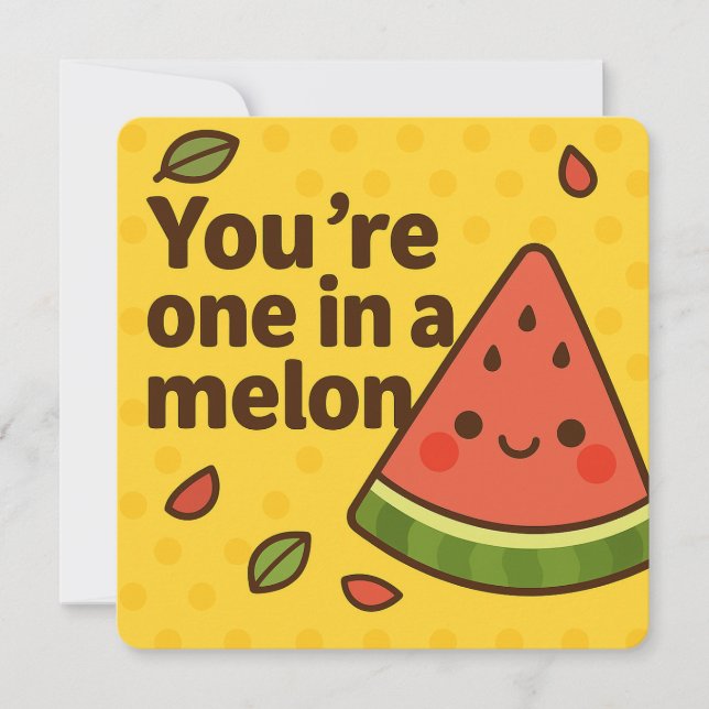 You’re One in a Melon – Cute Pun Watermelon Holiday Card (Front)