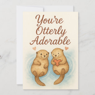 You’re Otterly Adorable – Cute Watercolor Otters Holiday Card
