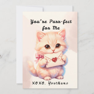You’re Purr-fect for Me Cat Valentine Flat Card