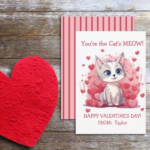 You’re the Cat’s Meow Small Kid’s Class Valentine  Card