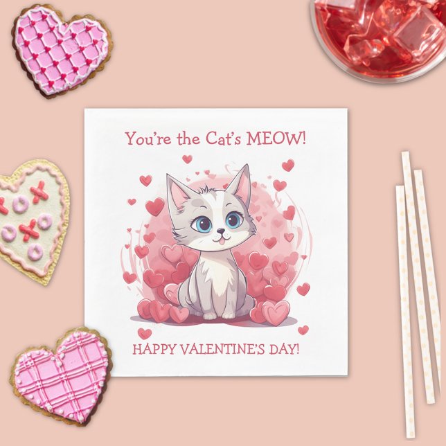 You’re the Cat’s Meow Valentine  Napkin (Creator Uploaded)