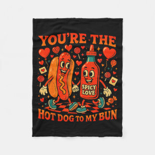 You’re The Hot Dog To My Bun Funny Valentine Coupl Fleece Blanket
