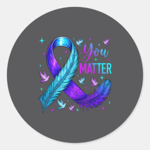 You Ribbon Bird Suicide Prevention Awareness  Classic Round Sticker
